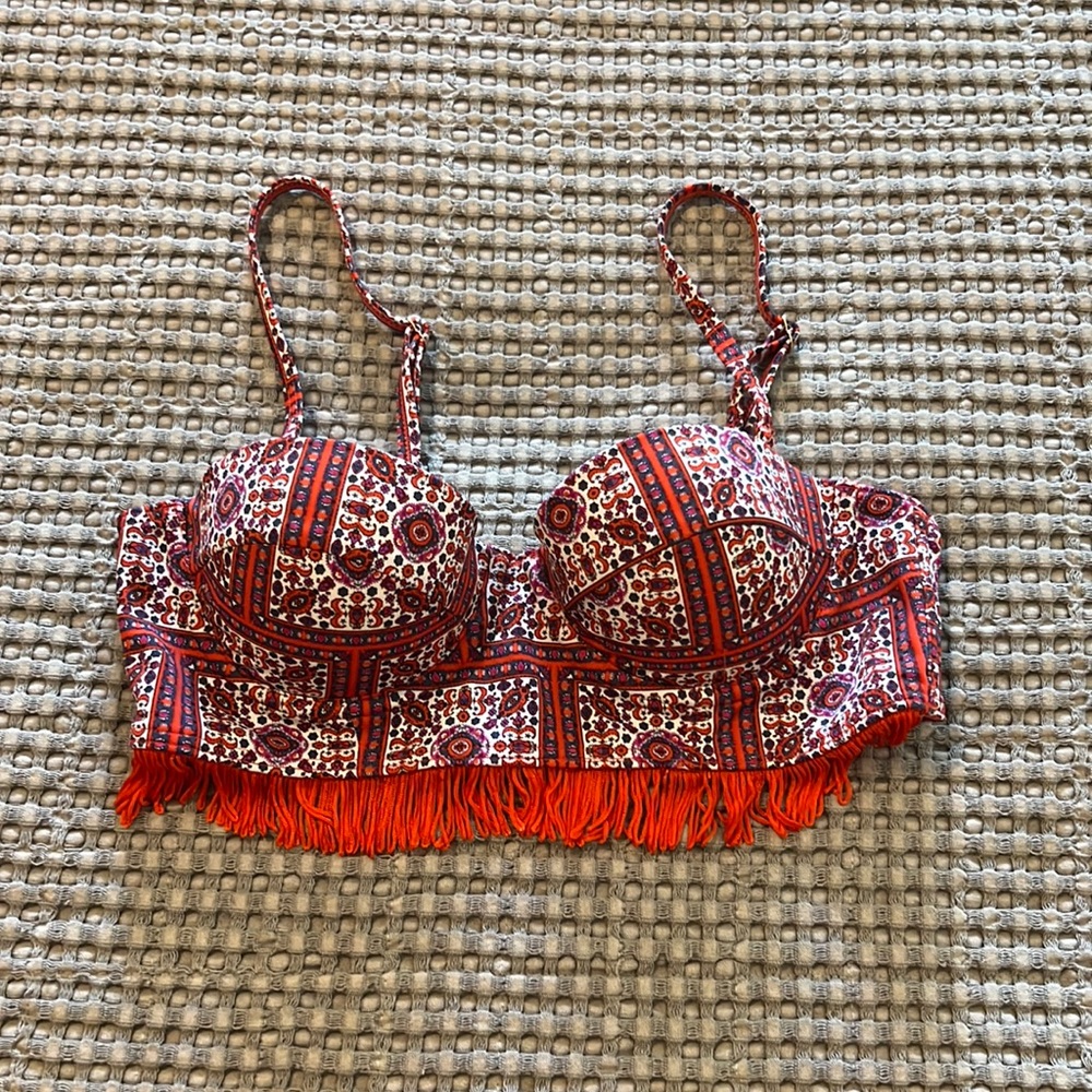 Topshop fringe bathing suit top